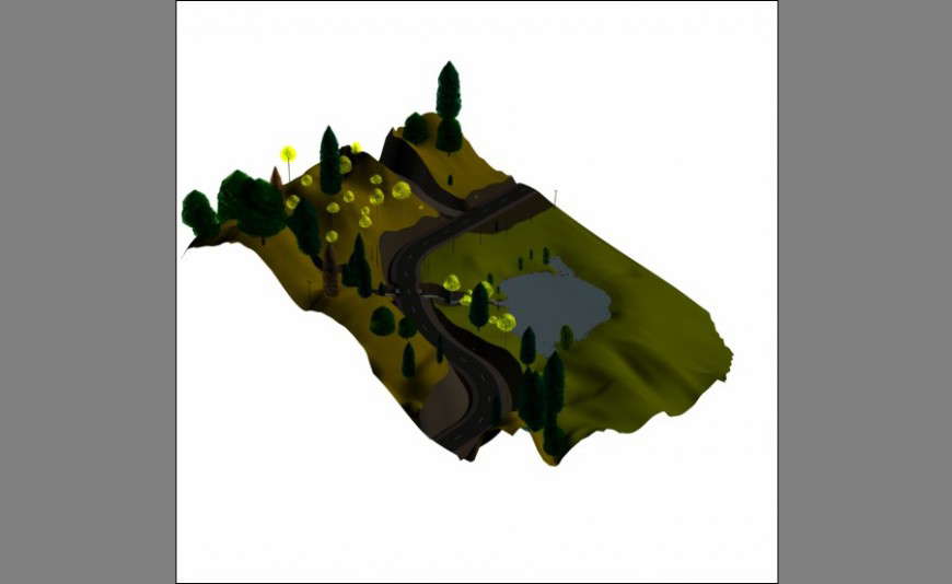 Park landscape 3d view in 3d max