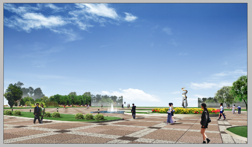 Park layout detail elevation 3d model PSD file