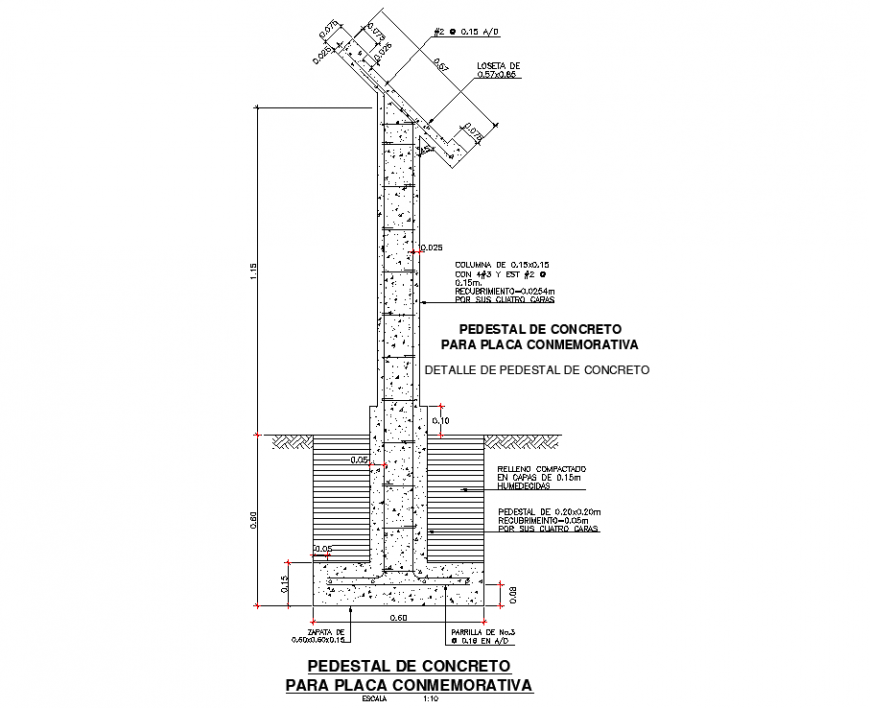 Pedestal plan detail dwg file.