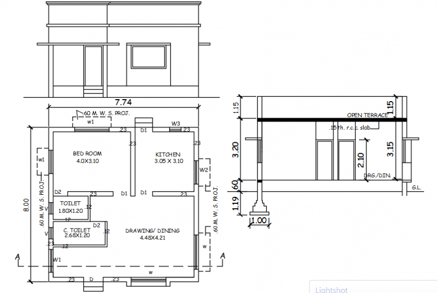 Pent house elevation detailing design file