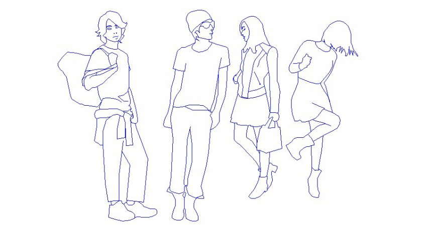 People blocks detail 2d drawing in autocad