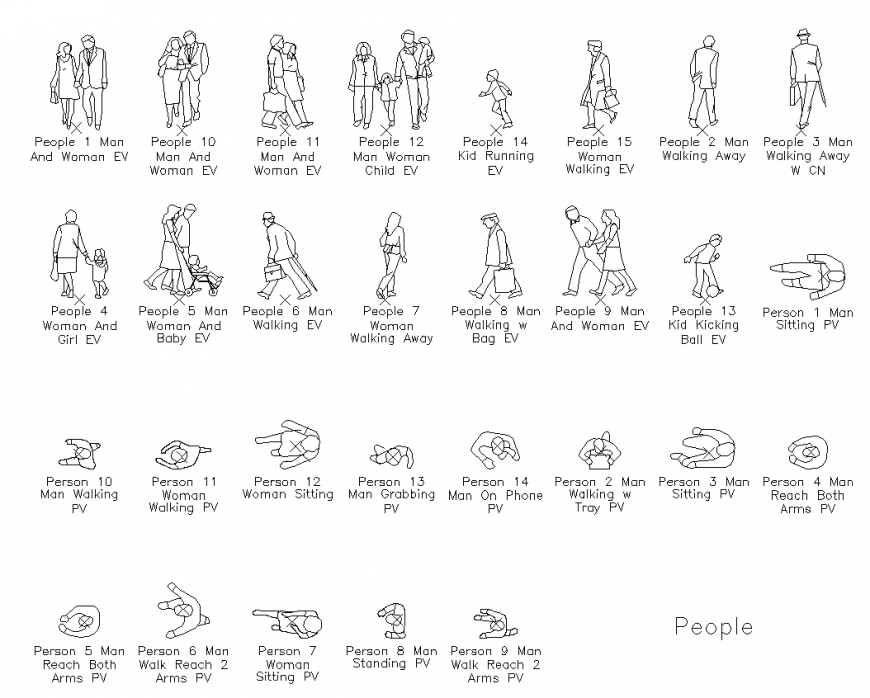 People plan with detailing of a dwg file.