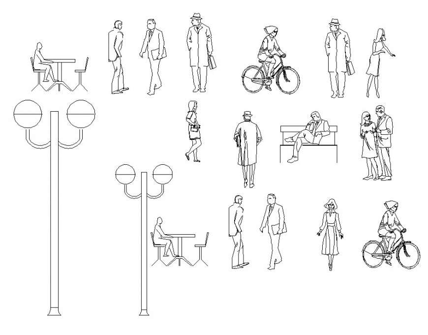 People view with different block in auto cad file