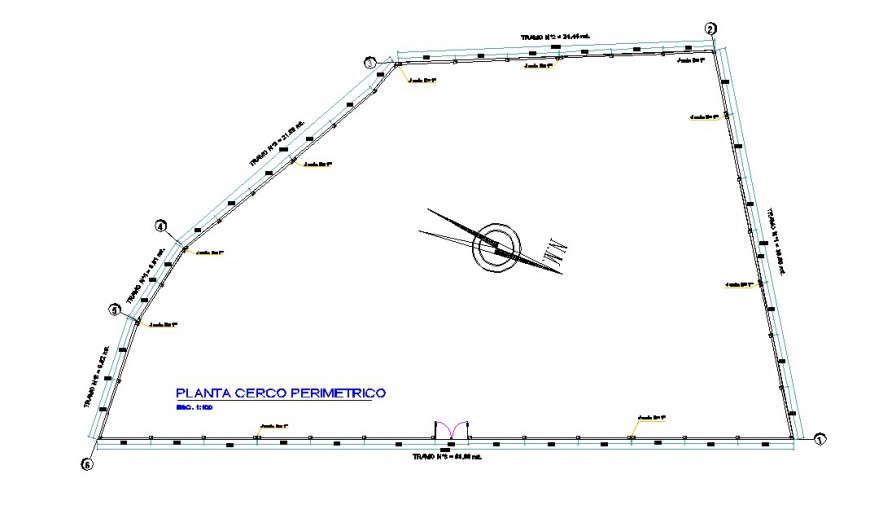 Perimeter fence plan detail dwg file