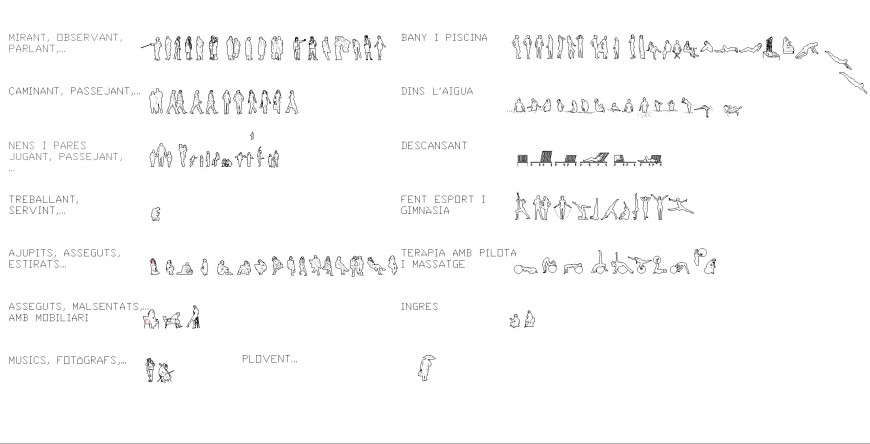 DWG Layout of Person Blocks with Multiple Poses and Figures