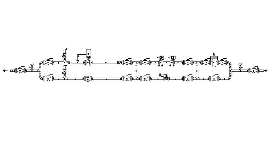 Pipe flow diagram blocks drawing 2d view in autocad