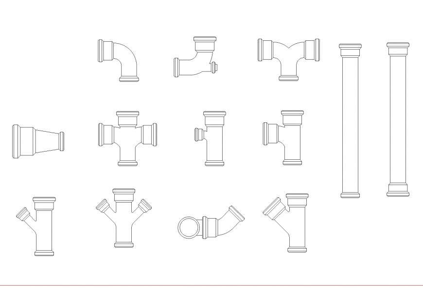 Pipe joint 2 D plan layout detail