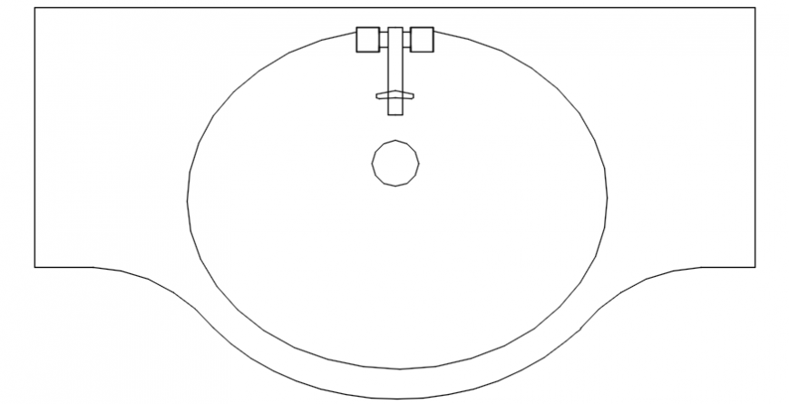 Pla of wash basin sanitary block in AutoCAD file