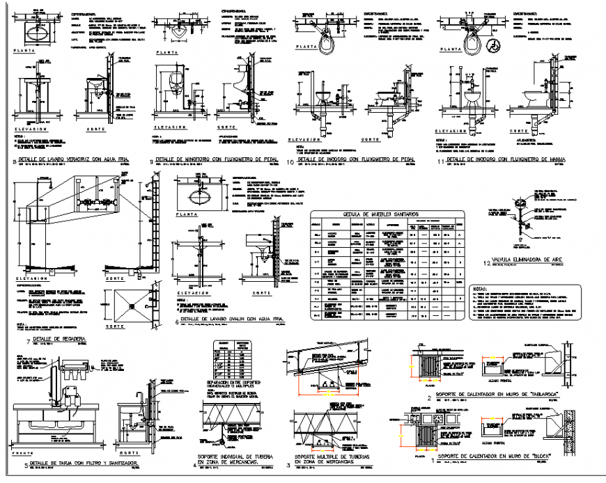 Placement of devices section plan detail dwg file