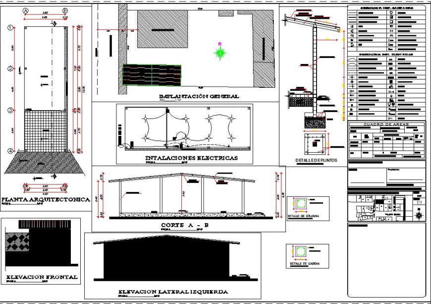 Plan, elevation and sectional detail of store building 2d view CAD structural block autocad file