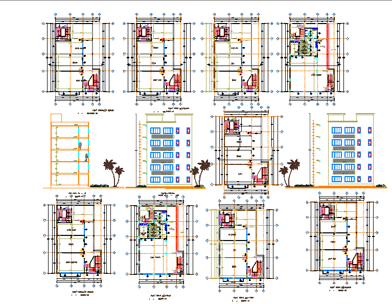 plan elevation and section of school building