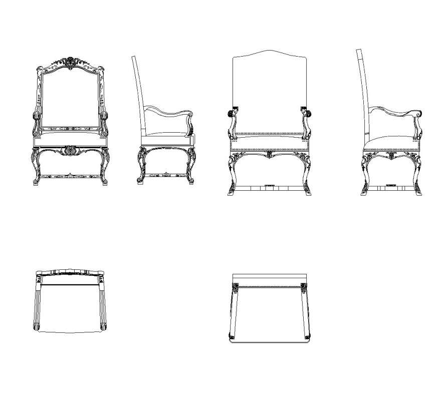 Plan and elevation Armchair CAD Blocks autocad file
