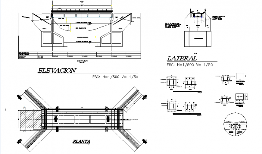 Plan and elevation bridge dwg file