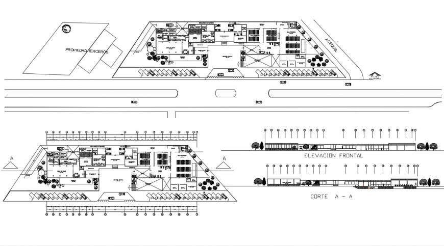 Plan and elevation of hotel in auto cad file