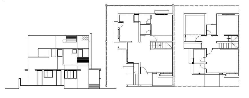 Plan and elevation with general plan of house in AutoCAD 