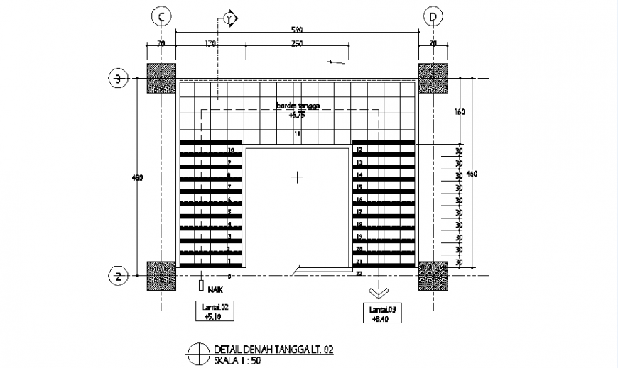 Plan Concrete stair autocad file