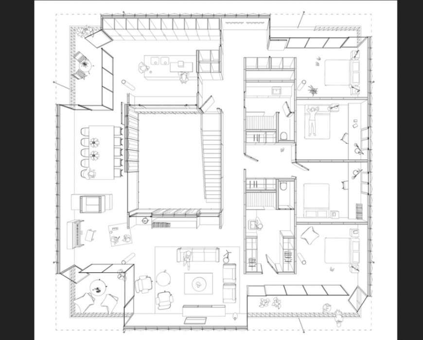 Plan of residence area in sketch up file