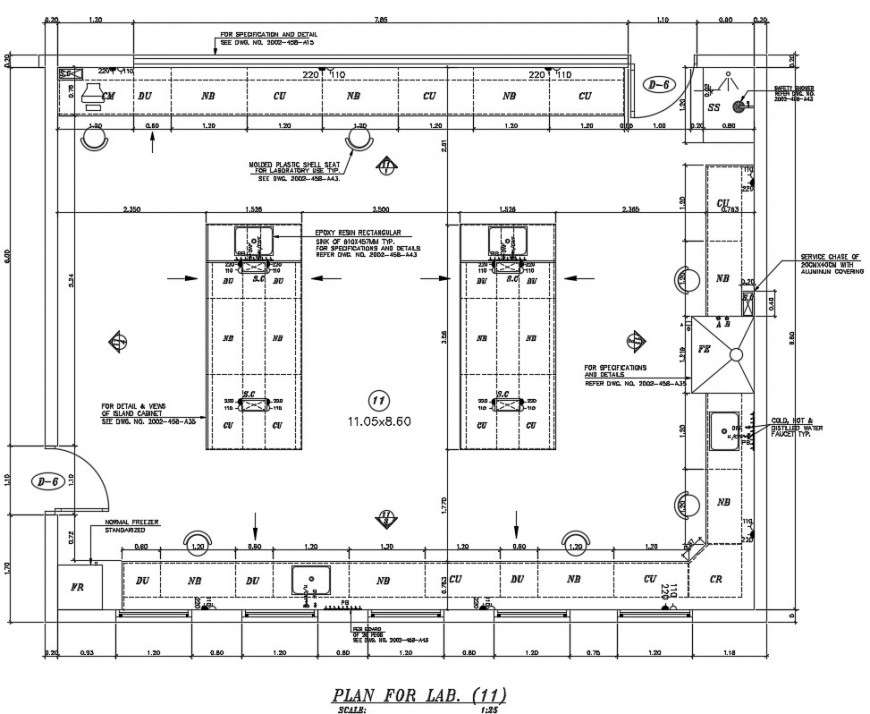 Plan top elevation for lab AutoCAD file
