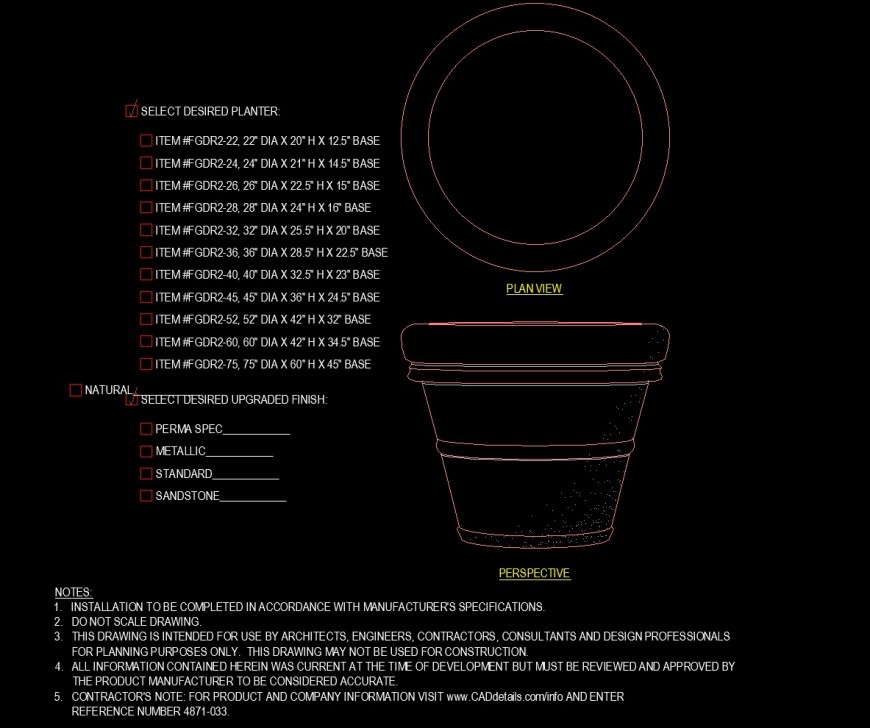 Planter drawing in dwg file.