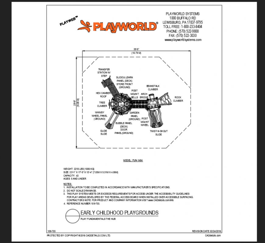 Play fundamentals the hub model play area play structure details dwg file