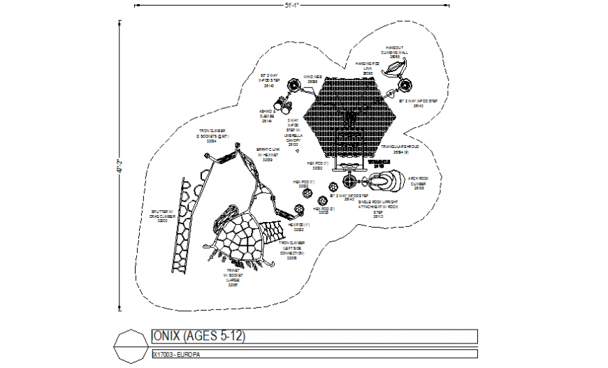 Playing area with onix design plan dwg file