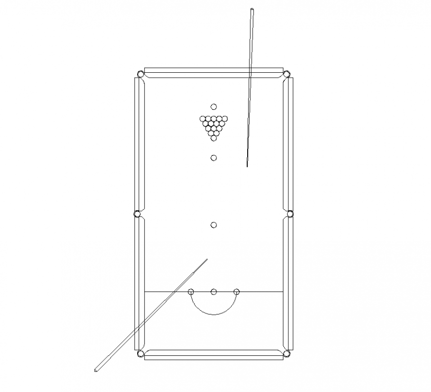 Playing equipment Pool game detail elevation 2d view layout dwg file