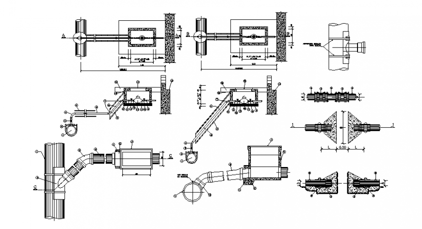 Plumbing and pipeline sectional detail model