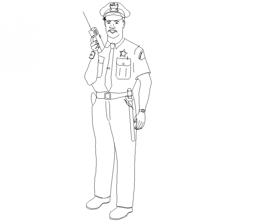 Police holding phone with detailing dwg file.