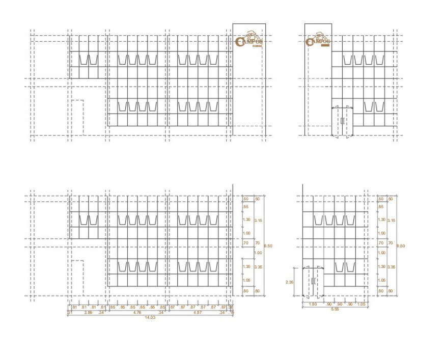 Polleria campo detail elevation autocad file