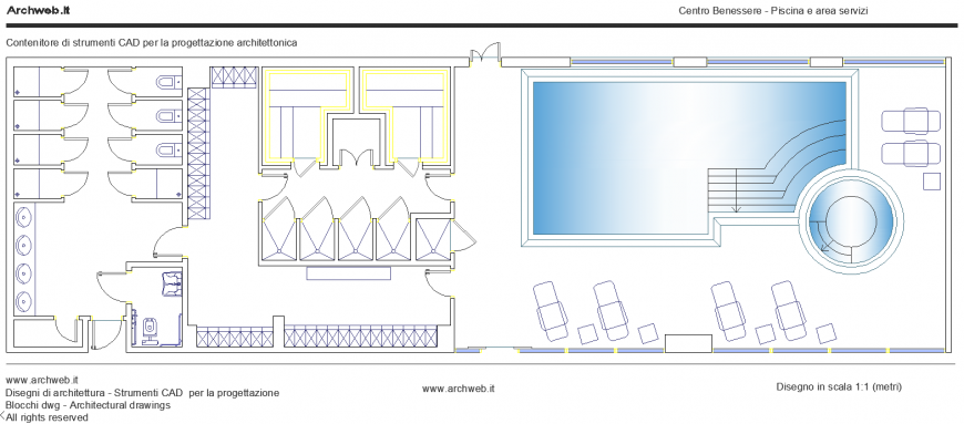 Pool plan with a detail of dwg file.