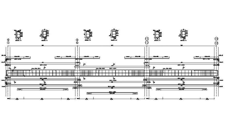 Portico structural beam and section detail dwg file