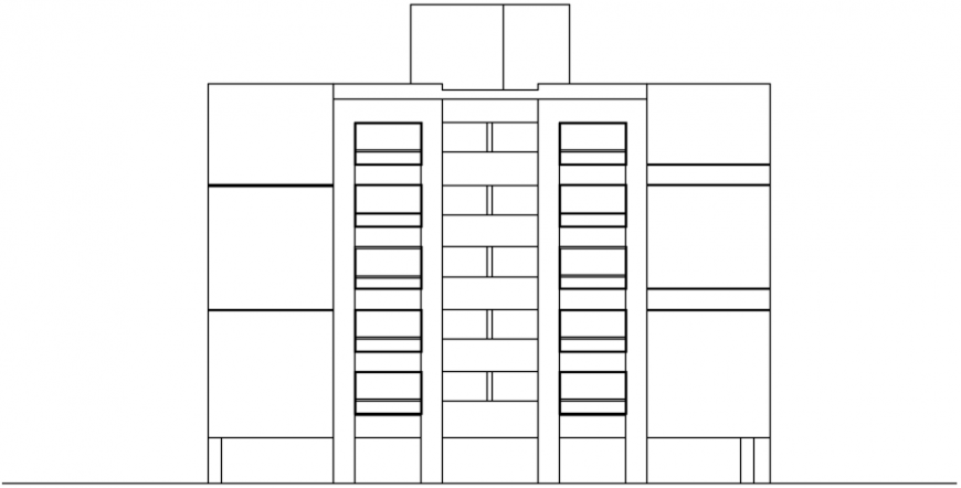 Posh building 2d elevation dwg file