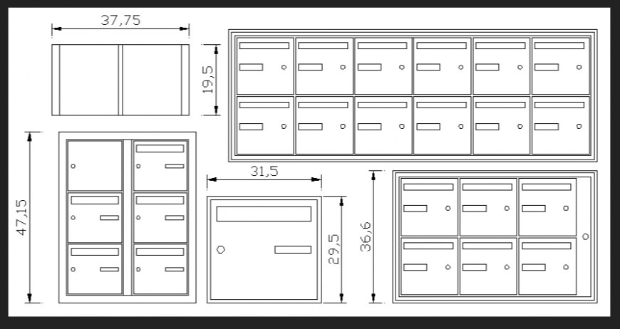 Postal cassette elevation with dwg file