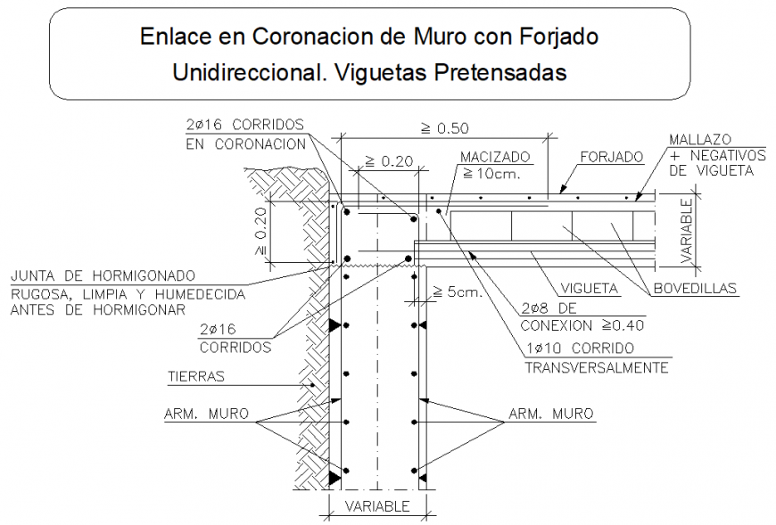 Pre-stressed joists section plan autocad file