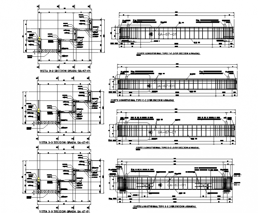 Prefabricated stadium bleachers plan detail dwg file.