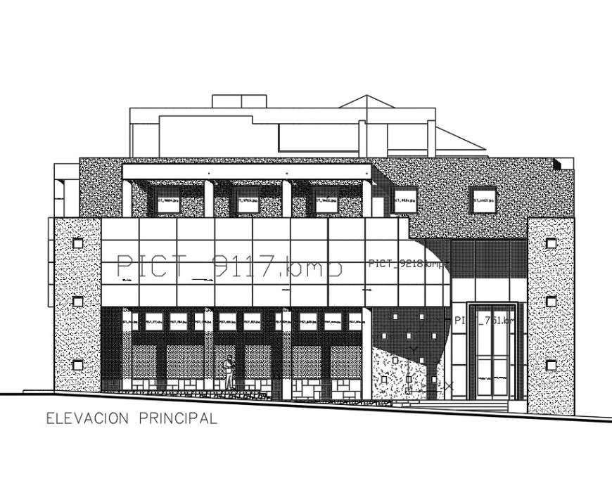 Principal elevation business hub plan layout file