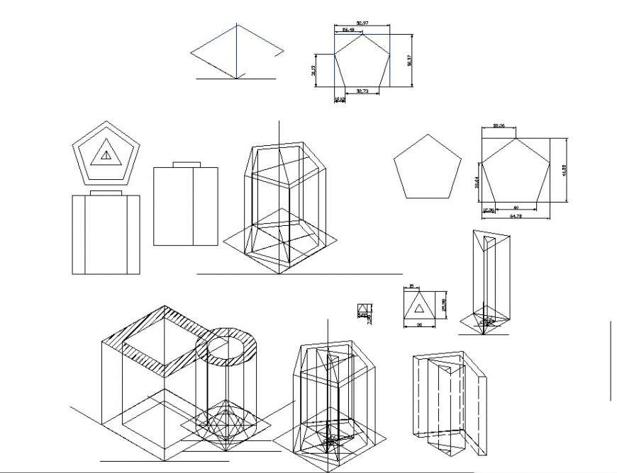 Prizometric plan and section detail dwg file