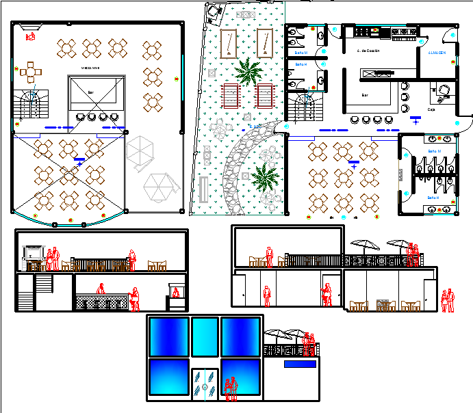 project room complete cafeteria dwg file
