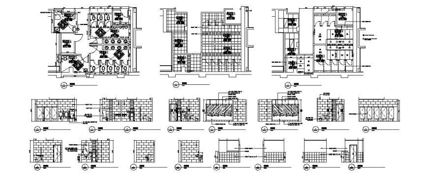 Public sanitary toilet detail section and plan 2d view CAD block layout dwg file