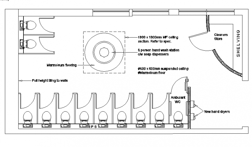 Public toilet refurbishment design dwg file