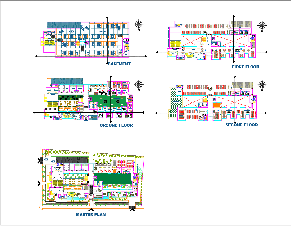 public library plan drawing download DWG file