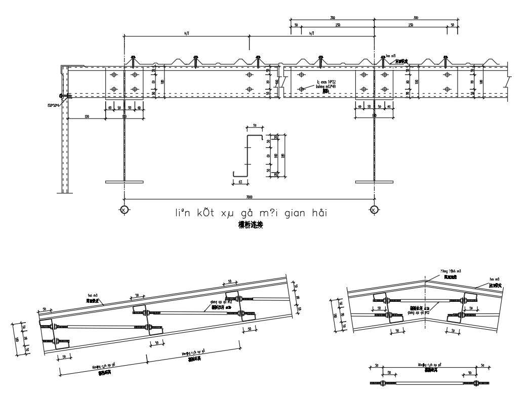 purlin bridge rod details in AutoCAD, dwg file.