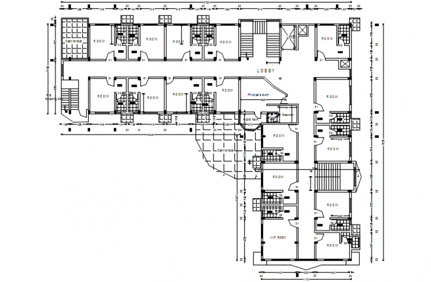 Purpose floor layout plan of hospital project autocad file