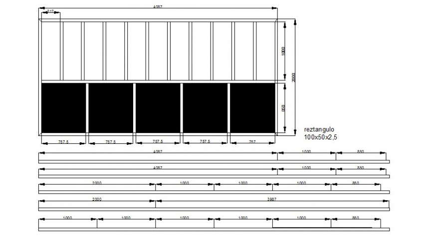 Railing blocks detail 2d view drawing in autocad