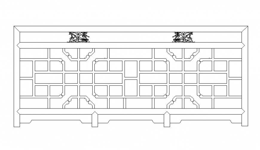 Railing front view cad block details dwg file