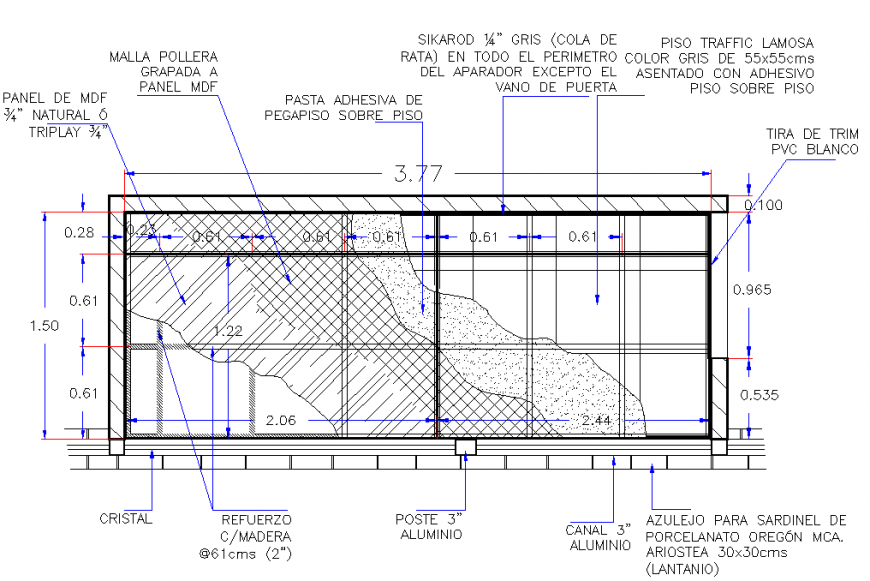 Raised floor layers detail dwg file
