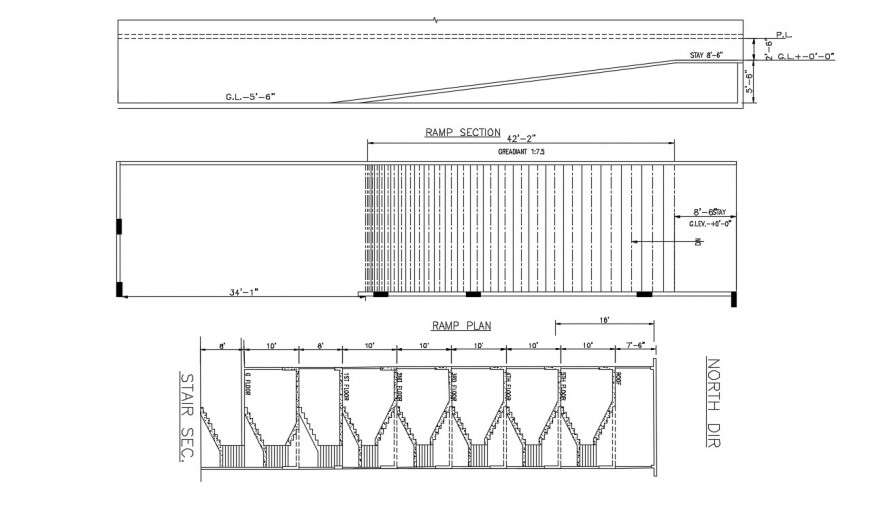Ramp section of autocad file of 2d drawing