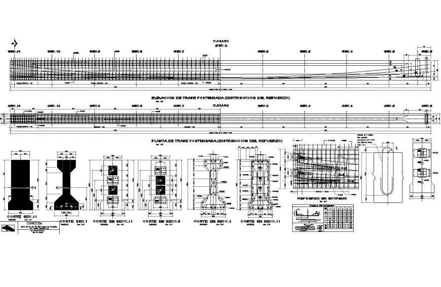 RCC structure of bridge layout file in autocad