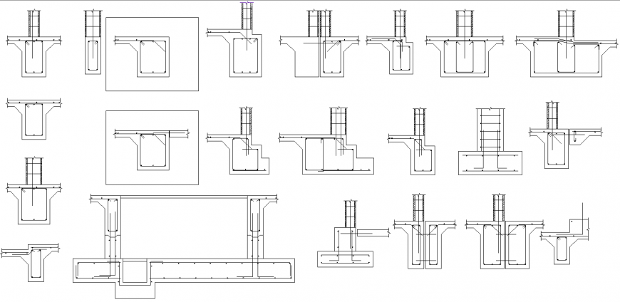Rebar sections plan detail dwg file.