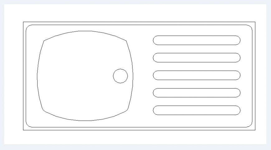 Rectangle sink elevation block drawing details dwg file